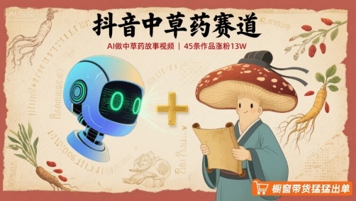 抖音中草药赛道,用AI做中草药故事视频,45条作品涨粉13W,橱窗带货猛猛出单-来福网创