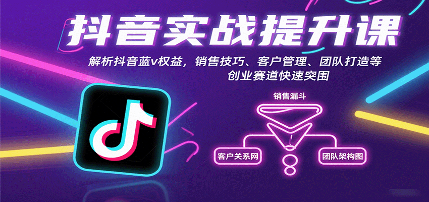 抖音实战提升课:解析抖音蓝v权益,销售技巧、客户管理、团队打造等创业赛道快速突围-来福网创