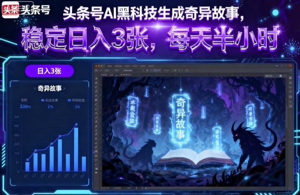 头条号AI黑科技生成奇异故事,稳定日入3张,每天半小时-来福网创