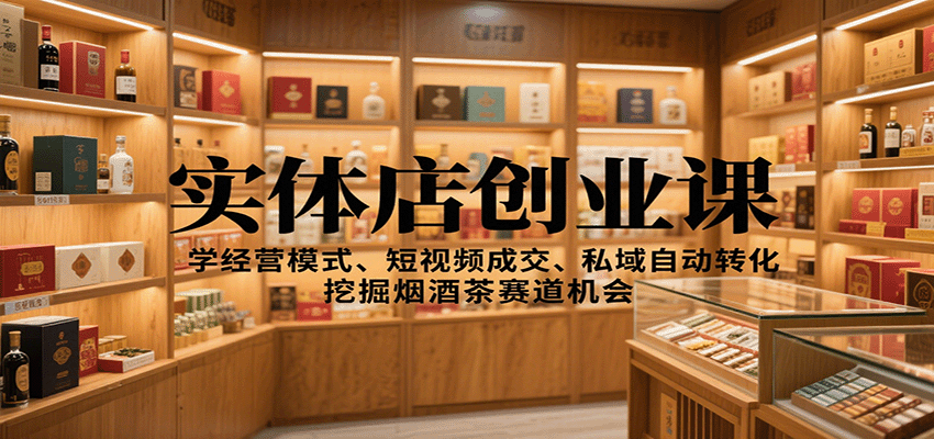 实体店创业课:学经营模式、短视频成交、私域自动转化,挖掘烟酒茶赛道机会-来福网创