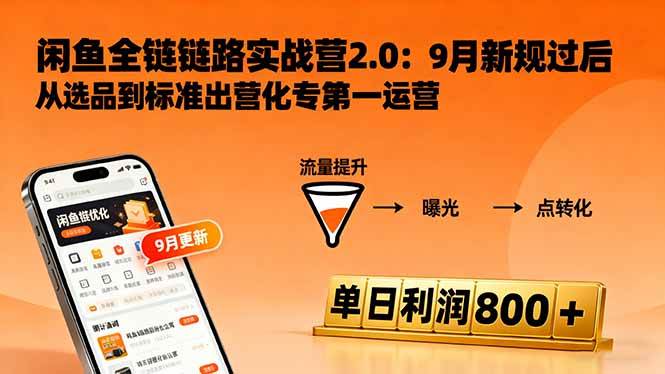 (16265期)闲鱼变现课3.0:掌握链接优化、流量提升、商业变现,单日利润800+-来福网创