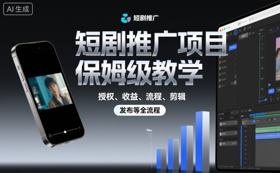 短剧推广项目保姆级教学,授权、收益、流程、剪辑,发布等全流程-来福网创