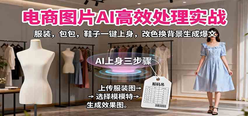 电商图片AI高效处理实战,服装,包包,鞋子一键上身,改色换背景生成爆文-来福网创