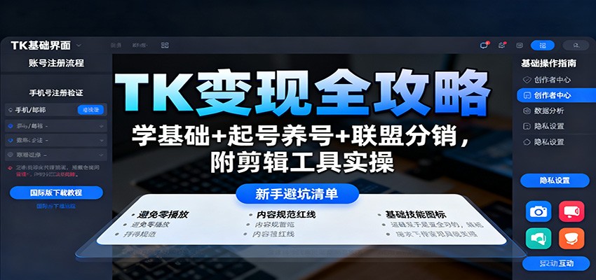 TK变现全攻略:学基础+起号养号+联盟分销,附剪辑工具实操-来福网创
