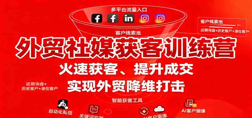 外贸社媒获客训练营,火速获客、提升成交,实现外贸降维打击-来福网创