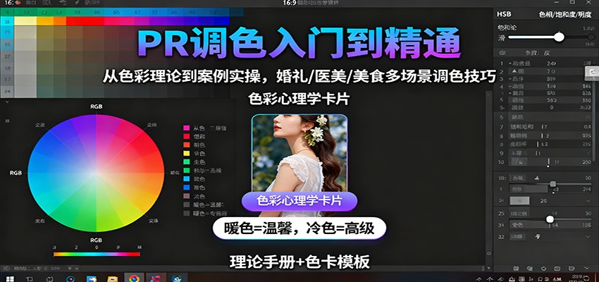 PR调色入门到精通:从色彩理论到案例实操,婚礼/医美/美食多场景调色技巧-来福网创