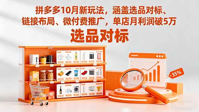 (16364期)拼多多10月新玩法,涵盖选品对标、链接布局、微付费推广,单店月利润破5万-来福网创