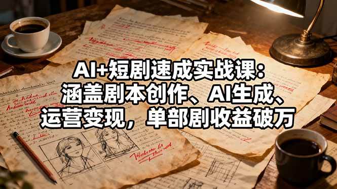 (16359期)AI+短剧速成实战课:涵盖剧本创作、AI生成、运营变现,单部剧收益破万-来福网创