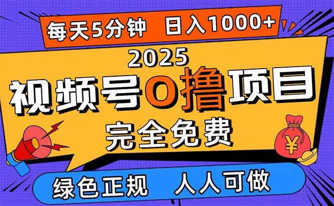 (16388期)2025视频号0撸项目,5分钟一个号,日入1000+,人人可做-来福网创