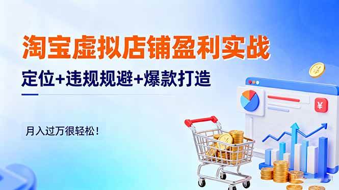 (16387期)淘宝虚拟店铺盈利实战:定位+违规规避+爆款打造,月入过万很轻松!-来福网创