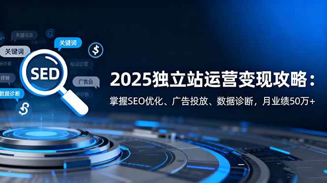 (16371期)2025独立站运营变现攻略:掌握SEO优化、广告投放、数据诊断,月业绩50万+-来福网创