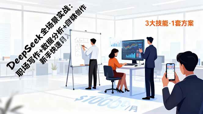 (16418期)DeepSeek全场景实战:职场写作+数据分析+自媒体创作,新手快速月入过万-来福网创
