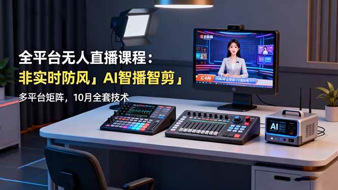 (16414期)全平台无人直播课程:非实时防风+AI智播智剪+多平台矩阵,10月全套技术-来福网创