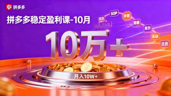 (16413期)拼多多稳定盈利课-10月,强付费SOP+微付费高投产+活动矩阵,单店月入10万+-来福网创