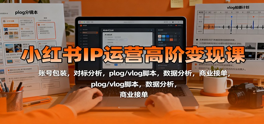 小红书IP运营高阶变现课:账号包装,对标分析,plog/vlog脚本,数据分析,商业接单-来福网创