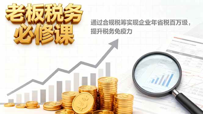 (16426期)老板税务必修课,通过合规税筹实现企业年省税百万级,提升税务免疫力-来福网创