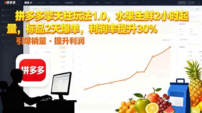 (16429期)拼多多 擎天柱玩法1.0,水果生鲜2小时起量,标品2天爆单,利润率提升30%-来福网创