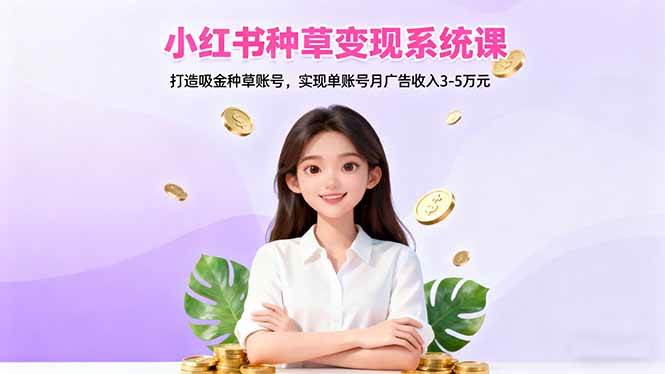 (16468期)小红书种草变现系统课:打造吸金种草账号,实现单账号月广告收入3-5万元-来福网创