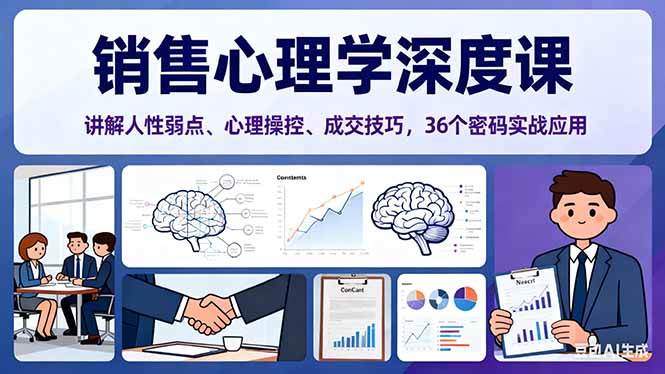 (16456期)销售心理学深度课,讲解人性弱点、心理操控、成交技巧,36个密码实战应用-来福网创