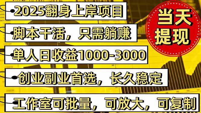 (16501期)2025翻身上岸项目脚本干活,内部客户经理内部开号,单人日收益1000-300…-来福网创