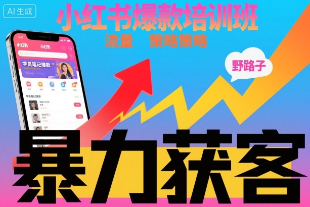 小红书爆款培训班,小红书获客野路子流量打法,暴力持续获客-来福网创