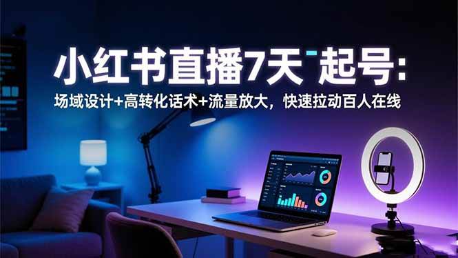 (16537期)小红书直播7天起号:场域设计+高转化话术+流量放大,快速拉动百人在线-来福网创