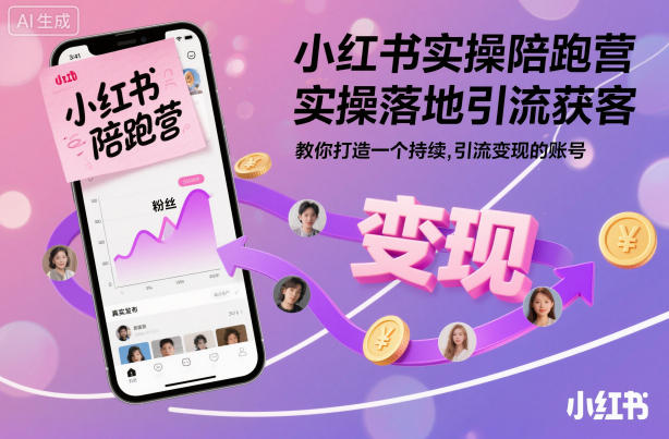 小红书实操陪跑营,实操落地引流获客,教你打造一个持续引流变现的账号-来福网创