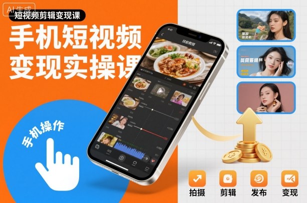 手机短视频变现实操课,短视频剪辑变现课-来福网创