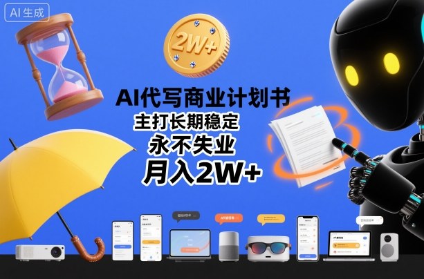 AI代写商业计划书,主打长期稳定,永不失业,月入2W+-来福网创