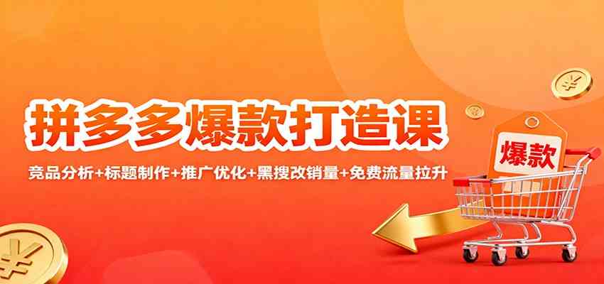 拼多多爆款打造课:竞品分析+标题制作+推广优化+黑搜改销量+免费流量拉升-来福网创
