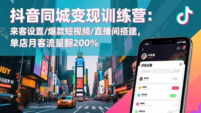(16571期)抖音同城变现训练营:来客设置/爆款短视频/直播间搭建,单店月客流量翻200%-来福网创