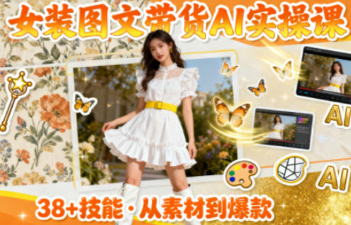 女装图文带货的AI实操课,覆盖38个实用技能,快速提升素材制作效率