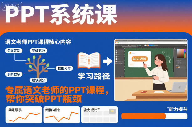 PPT系统课,专属语文老师的PPT课程,帮你突破PPT瓶颈-来福网创