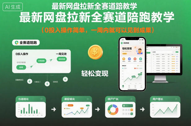 最新网盘拉新全赛道陪跑教学,0投入操作简单,一周内就可以见到成果-来福网创