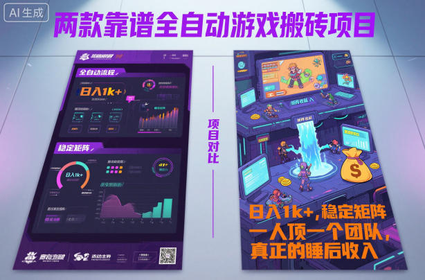 两款靠谱全自动游戏搬砖项目,日入1k+,稳定可矩阵,一人顶一个团队,真正的睡后收入【揭秘】-来福网创