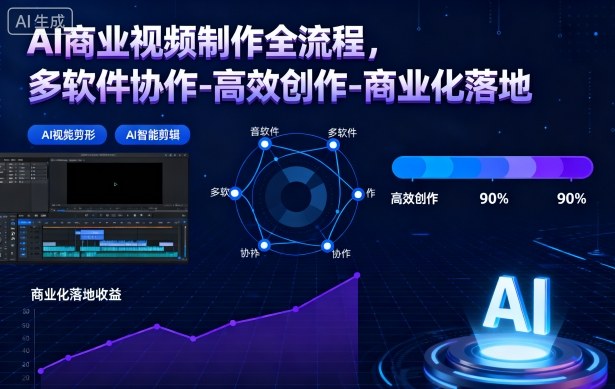 AI商业视频制作全流程,多软件协作-高效创作-商业化落地-来福网创