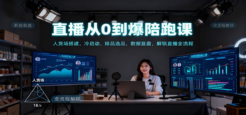 直播从0到爆陪跑课:人货场搭建,冷启动,排品选品,数据复盘,解锁直播全流程-来福网创