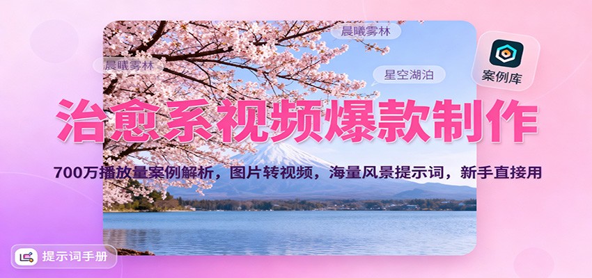 治愈系视频爆款制作,700万播放量案例解析,图片转视频,海量风景提示词,新手直接用-来福网创