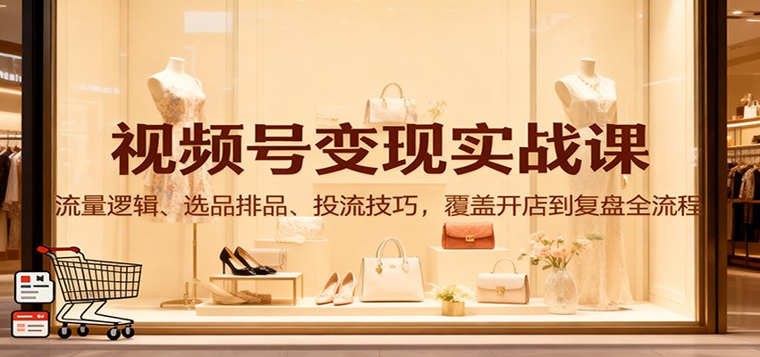 视频号变现实战课:流量逻辑、选品排品、投流技巧,覆盖开店到复盘全流程-来福网创