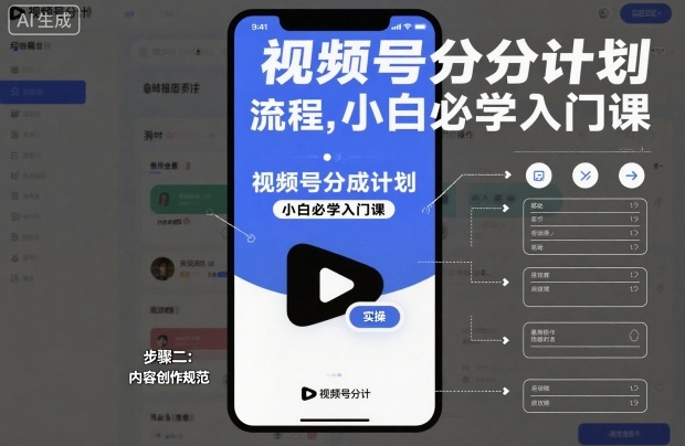 视频号分成计划实操流程,小白必学入门课-来福网创