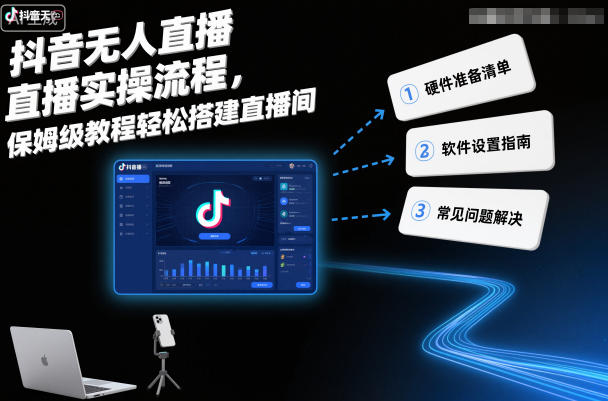 抖音无人直播实操流程,保姆级教程轻松搭建直播间-来福网创