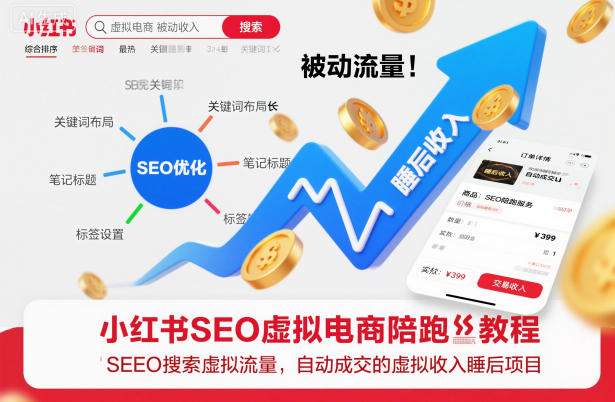 小红书SEO虚拟电商陪跑教程,实现seo搜索被动流量,自动成交的被动收入睡后项目-来福网创