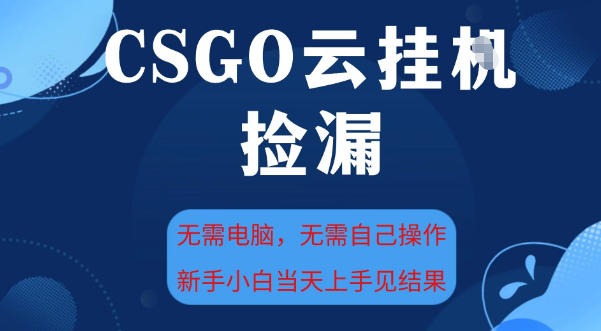 CSGO云挂G全自动捡漏,最新独家玩法,无需电脑操作,新手小白日入5张+【揭秘】-来福网创