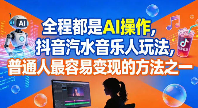 全程都是AI操作,抖音汽水音乐人玩法,普通人最容易变现的方法之一-来福网创