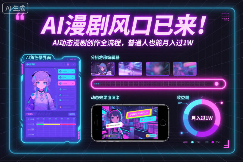 AI漫剧风口已来!AI动态漫剧创作全流程,普通人也能月入过1W-来福网创