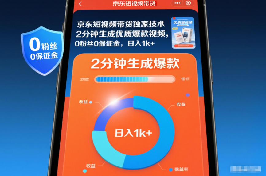 京东短视频带货独家技术,2分钟生成一条优质爆款视频,0粉丝0保证金,日入1k+【揭秘】-来福网创