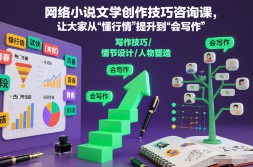 网络小说文学创作技巧咨询课,让大家从“懂行情”提升到”会写作”的高度-来福网创