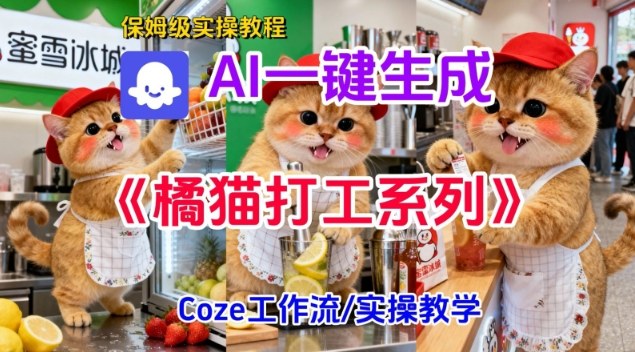 Coze扣子工作流一键生成胖橘猫打工短视频,保姆级实操搭建教学-来福网创