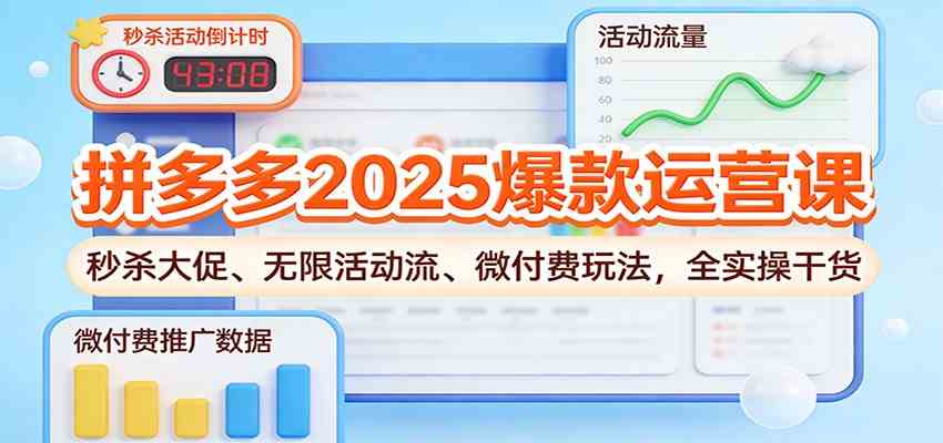 拼多多2025爆款运营课:秒杀大促、无限活动流、微付费玩法,全实操干货-来福网创
