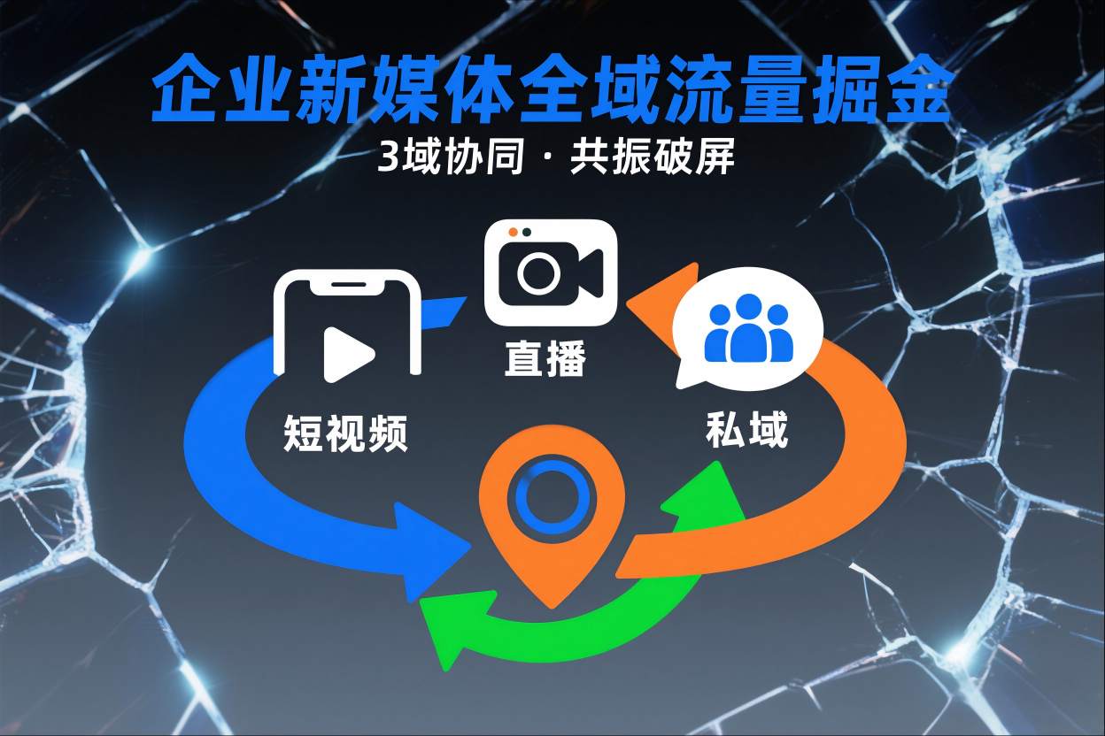 短视频全域商业模式,企业新媒体全域流量掘金,3域协同,共振破屏,短视频-直播-私域-地域-来福网创